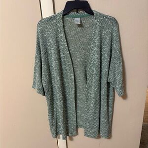 Cuddl Duds Sage Green Open-Front Cardigan Bed Jacket Lounger Sz M